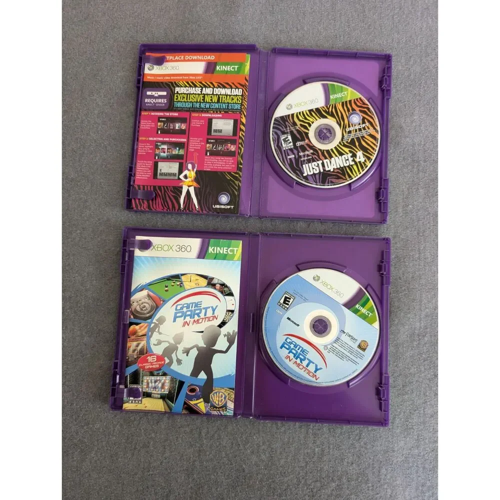 Xbox 360 Kinect Bundle Lot of 7 - Just Dance 4 Dance Central Disneyland & More